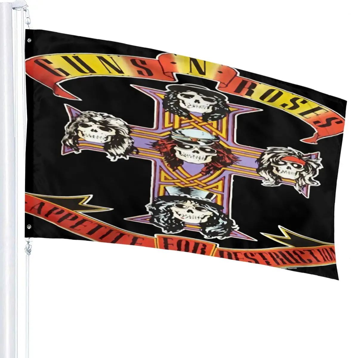 Guns N Gnr Ruže Apetit Za Uništenje Smiješno Starinski Poklon Za Muškarce-Friendly Dizajn Banera Home Vanjski Poklon Zastavu Zurke Slika  4