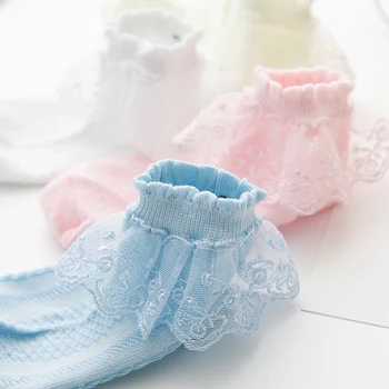 4 Para/lot Čarape za djevojčice Ljetnim mrežaste pamuk dječačke kratke čarape svojim gležnjeva Elastične bijele čipke cvijeće Dječje čarape princeza
