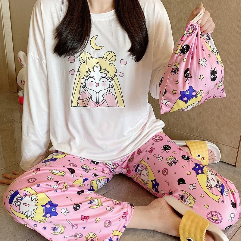 Prodaja Ženske Pidžame Фланелевые s dugim rukavima i Crtani Slatka Jesensko-zimske Tople Zadebljanje odgovaraju za kućnu održavanje Sailor Moon Pidžama Slika  1
