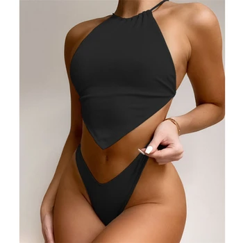 GNIM Zavoj Bikini Kupaći kostimi za žene 2021 Seksi pune stimuliranje ular visoke rez na trbuhu kupaći Kostim 2 kom. Godišnje plaža odjeća kupaći Kostim za kupanje