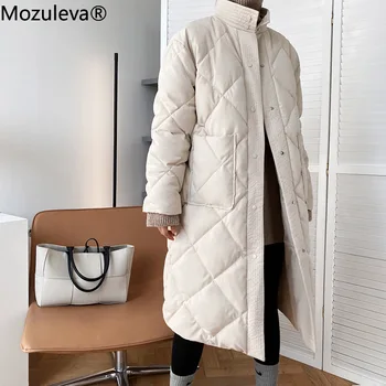 Мозулева 2022 Zimske ženske debele duge pamučne jakne Elegantne Ženske slobodne pero parkovi, visoke kvalitete u kavez u kavez Toplo divlje kaput