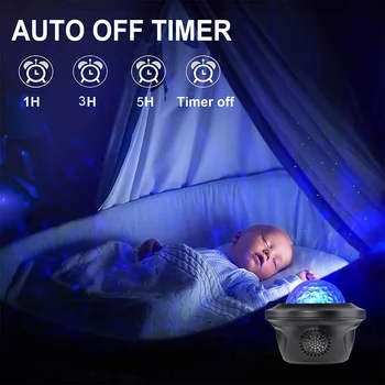 Led Projektor, Galaxy Ocean Val LED noćno svjetlo Music Player Udaljena Zvijezda Rotirajući noćno svjetlo Poklon Za dječje Sobe Svjetiljka
