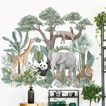 Velike Životinje u Džungli za dječje sobe spavaća soba Uređenje za dječake-Panda, Žirafa ili Slon Pozadina Plakata na zidu Dekor