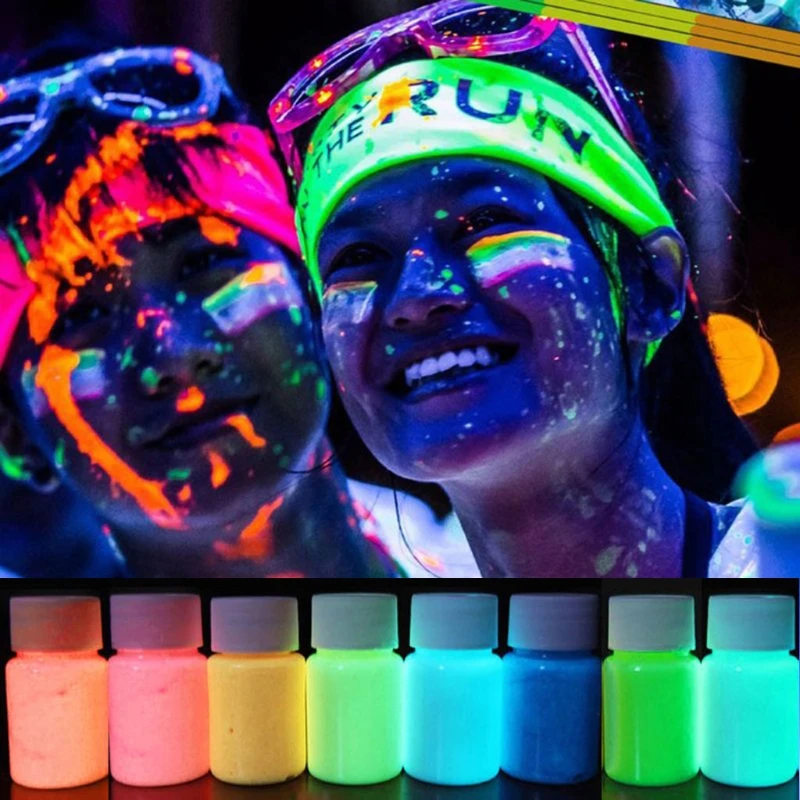 8 Boja Super Svijetle Fluorescentni Pigment Epoksida Svijetli u Mraku Tekuć Boja Body Art UV Boja Za Tijelo Skup Po 15 g Slika  0