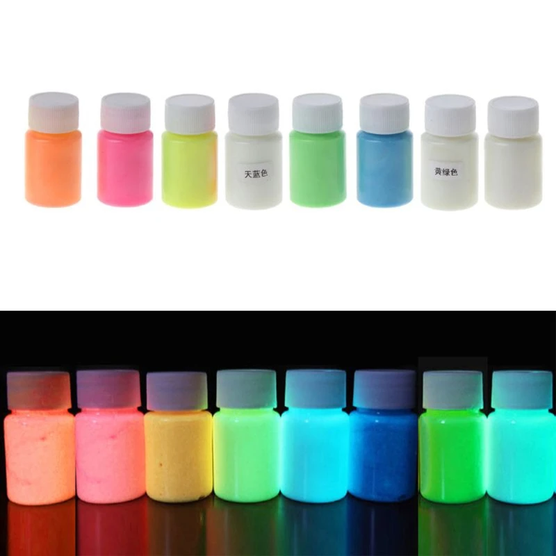 8 Boja Super Svijetle Fluorescentni Pigment Epoksida Svijetli u Mraku Tekuć Boja Body Art UV Boja Za Tijelo Skup Po 15 g Slika  2