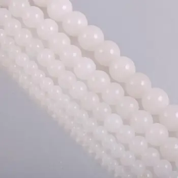 2020 Nove Ženske Bijeli Žad Perle DIY Perle Za izradu poklona Veličine 4 mm / 6 mm / 8 mm / 10 mm / 12 mm
