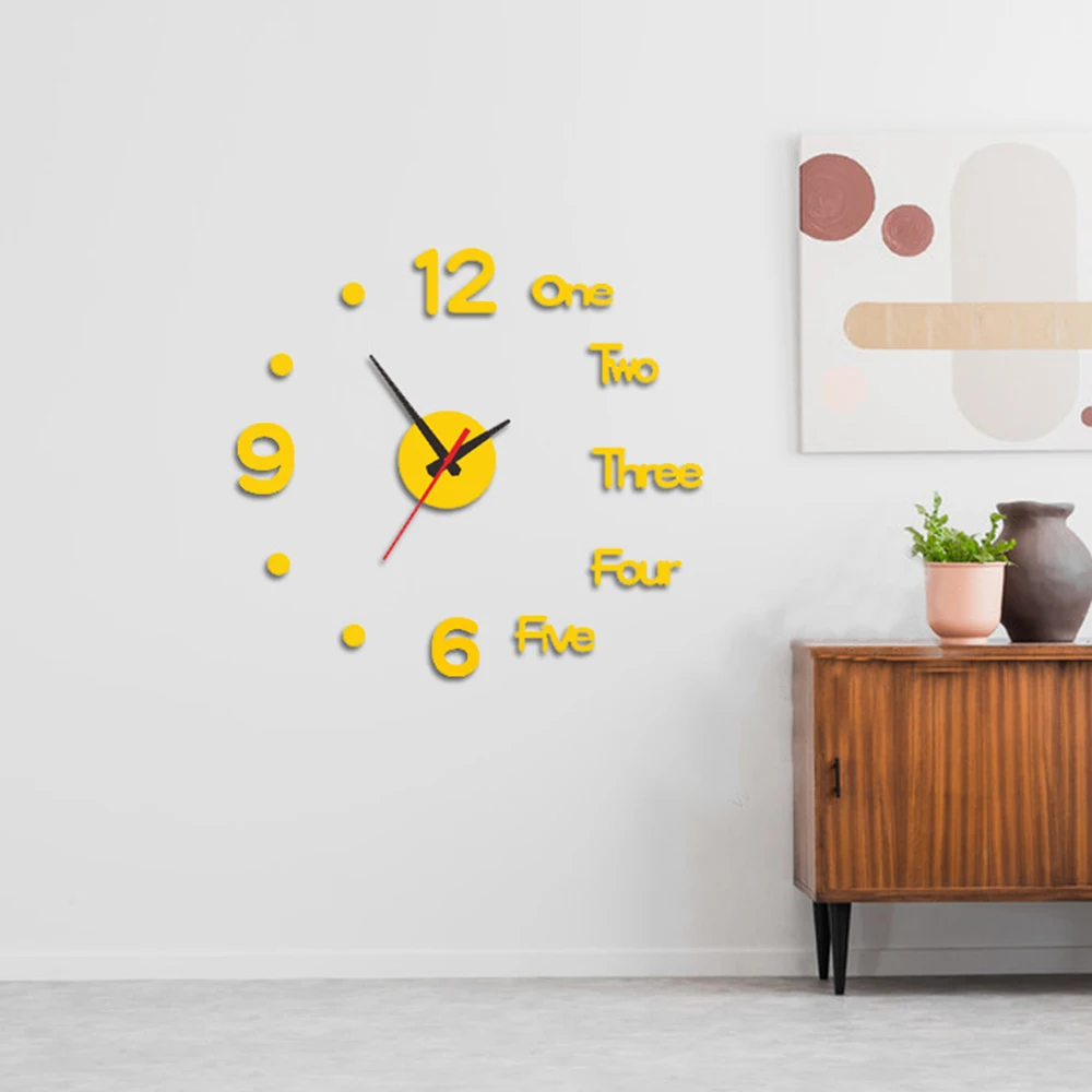 Zidni satovi DIY 3D Ogledalo Europska Moderna Akril Prikaz s brojkama Nečujne Quartz Mehanizam Naljepnice Home Dekor Dnevni boravak Spavaća soba Slika  0