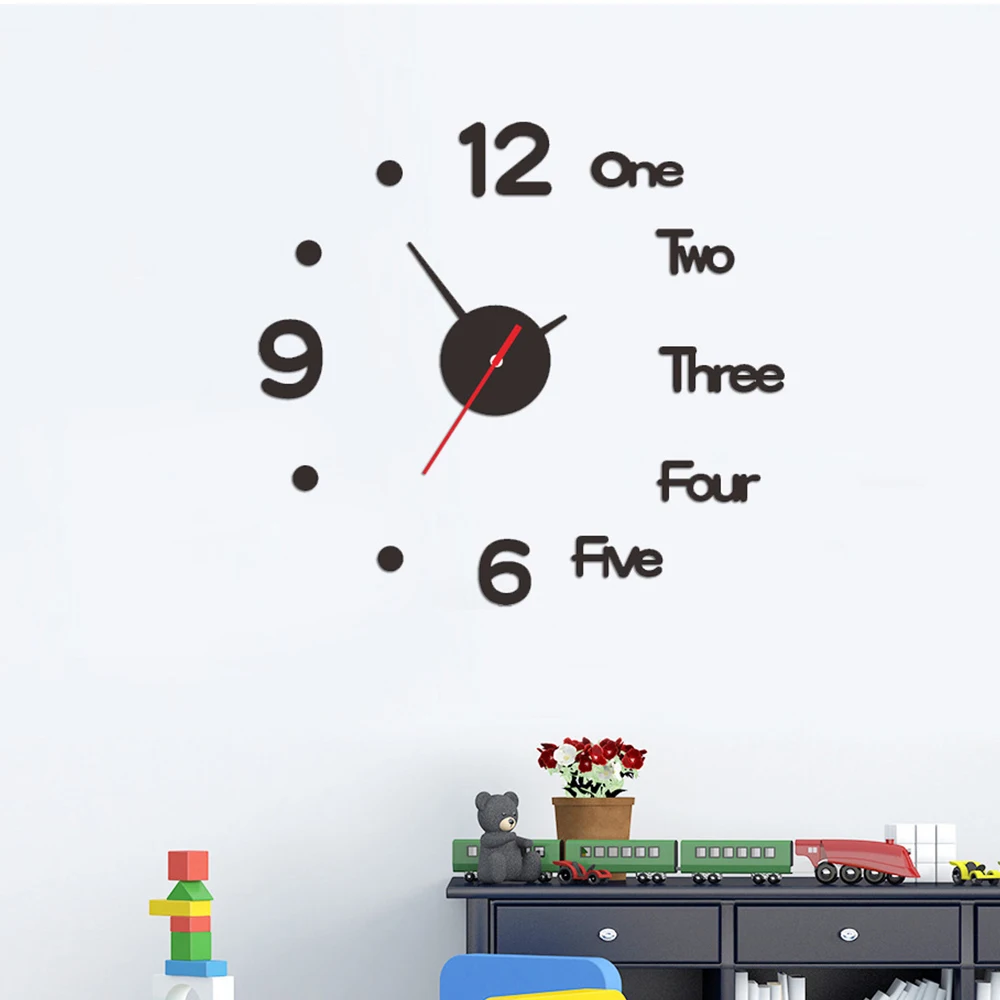 Zidni satovi DIY 3D Ogledalo Europska Moderna Akril Prikaz s brojkama Nečujne Quartz Mehanizam Naljepnice Home Dekor Dnevni boravak Spavaća soba Slika  3