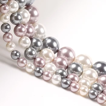 6 mm-12 mm Prirodni Siva Bijela Ljubičica Slatkovodne Perle od školjaka Kamen Okrugle Perle za izradu nakita DIY Narukvica i Ogrlica Pribor