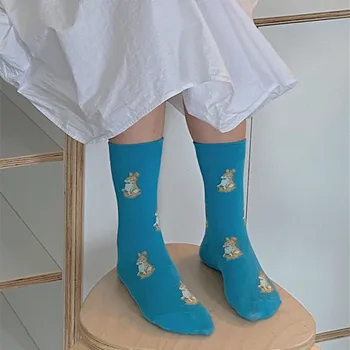 Casual moda s буквенным po cijeloj površini Ženske čarape s crtani životinjama Slatka čarape конфетного boje za slatke djevojke Harajuku Klasicni Ulica odjeća duge čarape