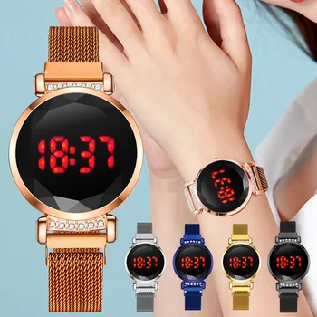 Novi trendi ženski sat sa zaslonom osjetljivim na dodir led sat s magnetskim сетчатым zone Ženski sat Elektronski sat Digitalni ručni sat za poklon