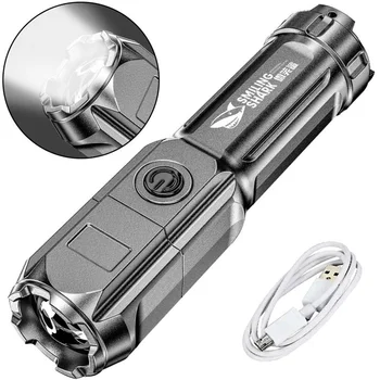 USB Punjiva ručna Svjetiljka Jaka Svjetlost Zoom Af Taktička Svjetiljka Baklje Vanjski Prijenosni Rasvjeta LED noćno svjetlo