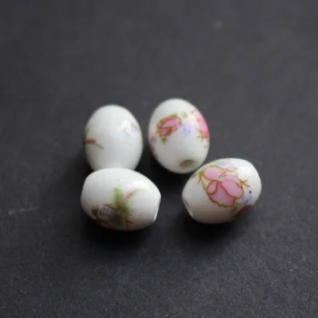 28 kom. Ovalni keramičke perle 10,4 mm*8 mm Ljubičasti cvijet za izradu nakita 4476
