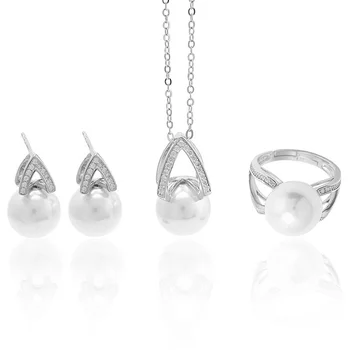 MeiBaPJ Nova Moda Prisutna Srebro 925 sterling Geometrijski Oblik Komplet nakita od prirodnih bisera Privjesak, Prsten i Naušnice Setovi za žene