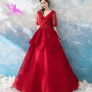 AIJINGYU 2021 2020 V-izrez u obliku Individualne nove vruće prodaju jeftino loptu haljina čipka-up iza večernje haljine djeveruša vjenčanica TJ264