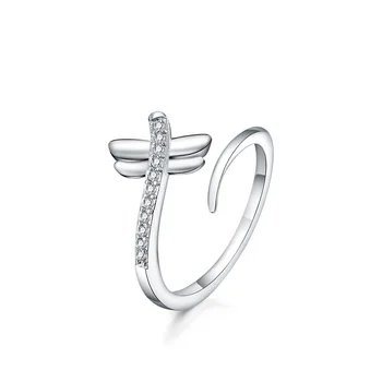 Podesiva Srebrni Prsten 925 sterling Za žene Dragonfly Cirkon Vjenčanja Vjenčani Prsten Moderan Luksuzni Nakit Poklon Ženski pribor