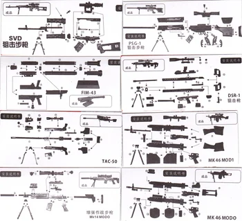 1/6 Skala Plastičnih Oružje Vojni Model MK14 SVD DSR-1 Snajper TAC-50 M46 4D Model Pištolj Igračka za 12