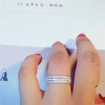 Trenutno Rose gold Srebrne Boje Prsten za Žene Jednostavno Klasični Zaručnički Prsten S925 Marka Fin Cz Ženske Veliko Nakit
