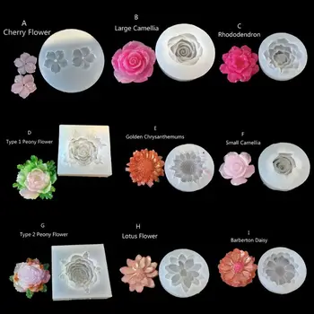 10 Stilova 3D Cvijet Silikonska Forma Smole Camellia Božur Kamilica Cvijet Lotosa Privjesak Nakit je Alat Za Izradu Kalupa Od Epoksida