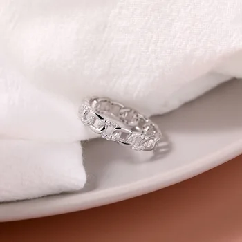 S925 Srebro donje prsten-lanac od srebra Выдалбливают Briljantni prsten s kubični cirkon Slatko Svježe Slatka ličnosti Trendi ženski nakit darove