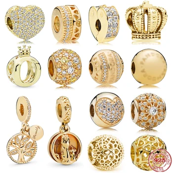 925 sterling srebra rose gold šuplje kuglice s ovjesom u obliku ljubavi idealni za originalne narukvice Pandora trendi ženski nakit DIY