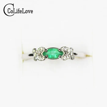 Elegantna srebrna zaručnički prsten 925 sterling za žene 3 mm * 6 mm prsten s prirodnim smaragdu čvrsto srebro prsten s smaragdu izravna dostava