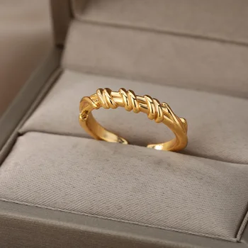 Elegantne Prstenje s promjenjivom geometrijom u obliku srca Za žene Zlatni lanac s križem od nehrđajućeg čelika Prsten na prst Estetski Poklon za rođendan