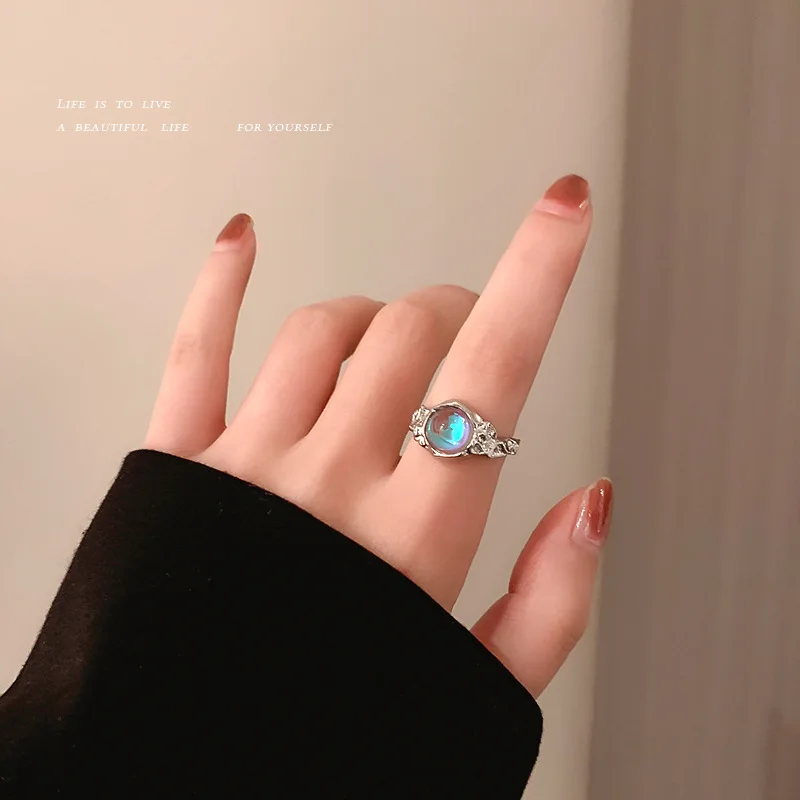 ROPUHOV 2021 Novi Korejski Trendy Modni Nakit Crystal Mjesečev Kamen Prsten Donje Manjina Klasicni Jednostavan Prsten Nakit Za Ruke Slika  0
