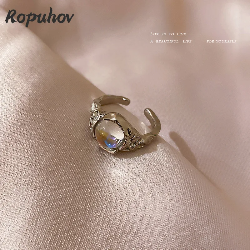 ROPUHOV 2021 Novi Korejski Trendy Modni Nakit Crystal Mjesečev Kamen Prsten Donje Manjina Klasicni Jednostavan Prsten Nakit Za Ruke Slika  1