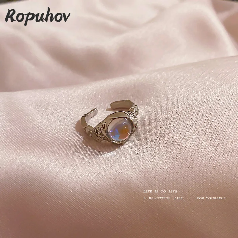 ROPUHOV 2021 Novi Korejski Trendy Modni Nakit Crystal Mjesečev Kamen Prsten Donje Manjina Klasicni Jednostavan Prsten Nakit Za Ruke Slika  2