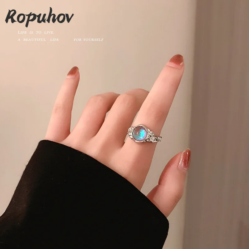 ROPUHOV 2021 Novi Korejski Trendy Modni Nakit Crystal Mjesečev Kamen Prsten Donje Manjina Klasicni Jednostavan Prsten Nakit Za Ruke Slika  3