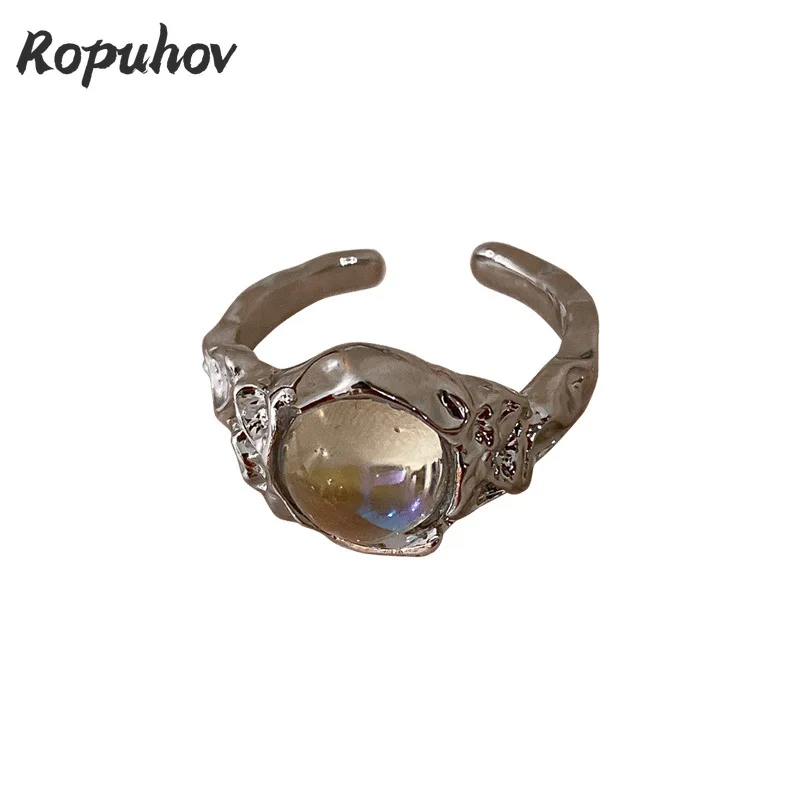 ROPUHOV 2021 Novi Korejski Trendy Modni Nakit Crystal Mjesečev Kamen Prsten Donje Manjina Klasicni Jednostavan Prsten Nakit Za Ruke Slika  4
