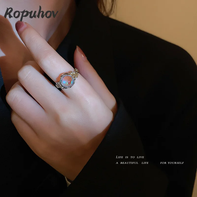 ROPUHOV 2021 Novi Korejski Trendy Modni Nakit Crystal Mjesečev Kamen Prsten Donje Manjina Klasicni Jednostavan Prsten Nakit Za Ruke Slika  5