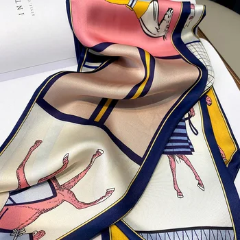 Luksuzni poni geometrijski print sa šiljatim dugi svileni šal Ženska traka za kosu Твилли Šal za torbe Povez za glavu Dizajn ženski vratne rupčić