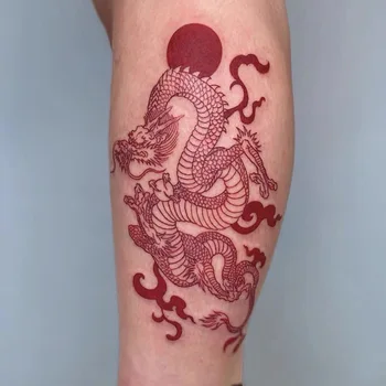 Veliki Veličina Crveni Zmaj Privremeni Tattoo Naljepnice Za Muškarce Žene Ruka Body Art Vodootporan Lažne Tetovaže Estragon Flash-Naljepnice Tetovaže
