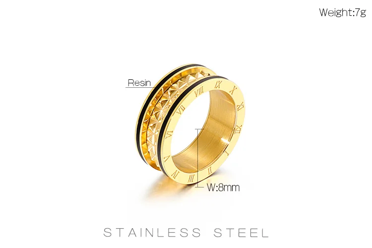Prsten Od Nehrđajućeg Čelika Nakit Za žene Okrugli Cirkon Rimske Brojke Osnovne Modele Srebrni Prsten u Boji Ružičastog Zlata Slika  4