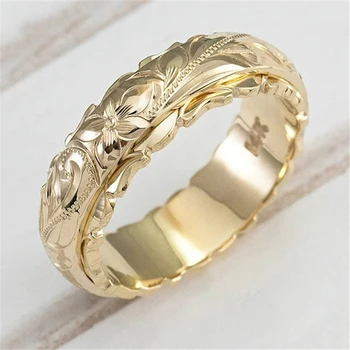 Uklesan je na Cvjetni uzorak Donje prsten od rezbarenog cvjetnim uzorkom Dekor za ruke Kreativna Vjenčano prstenje Klasična vjenčanja vjenčani prsten