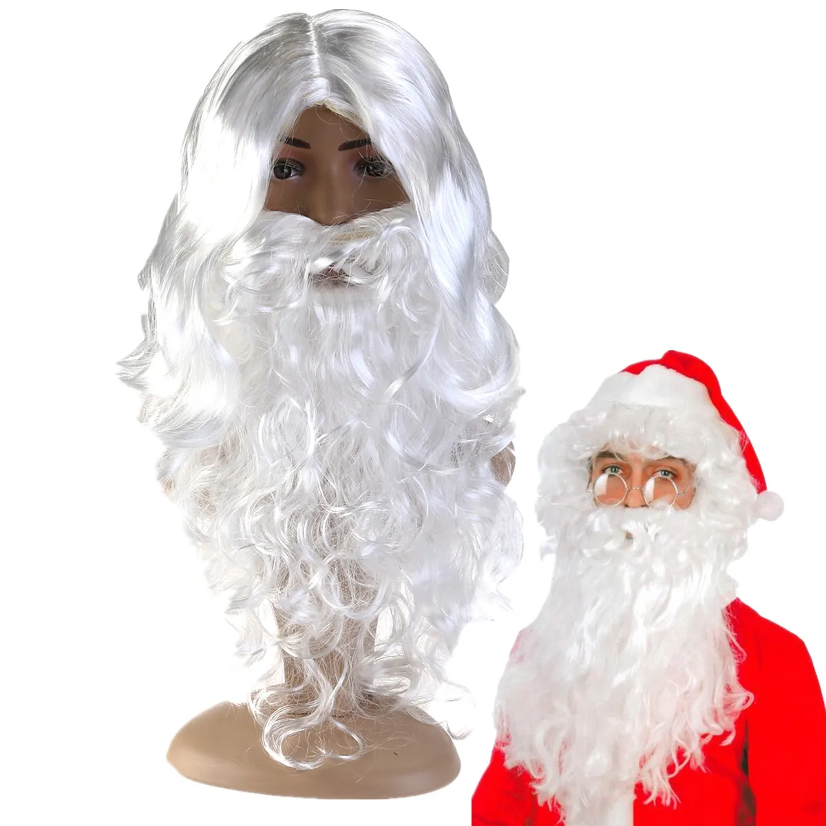Nova Bijela Djed Mraz Brkovi Šešir Maske Odijelo Odijelo Čarobnjaka Perika I Brada Skup Božićni Halloween Dekoracija Božićni Domjenak A30 Slika  2