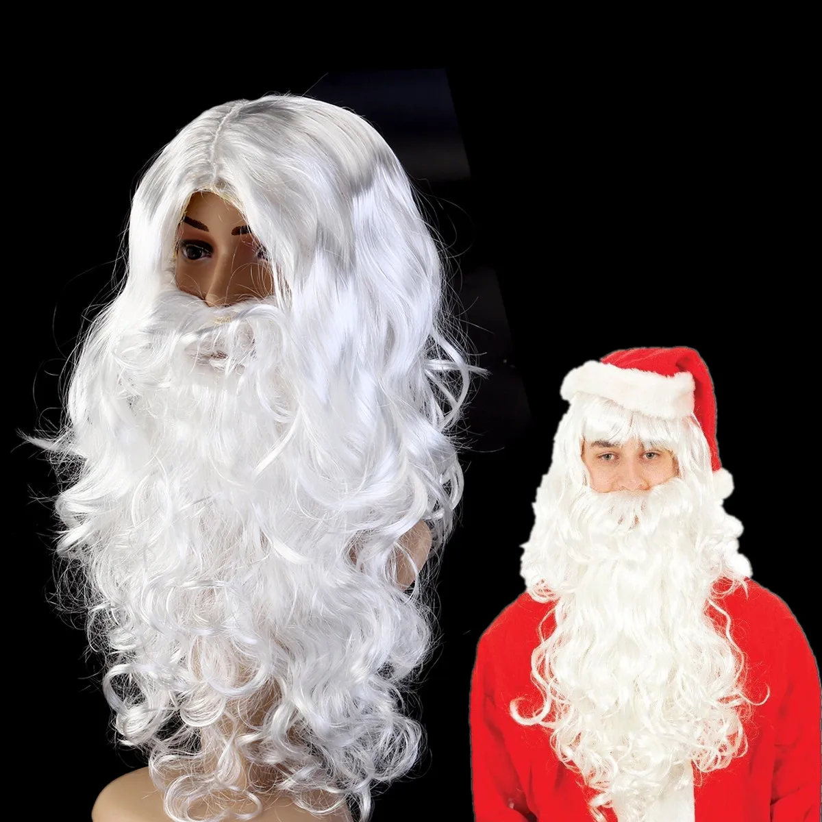 Nova Bijela Djed Mraz Brkovi Šešir Maske Odijelo Odijelo Čarobnjaka Perika I Brada Skup Božićni Halloween Dekoracija Božićni Domjenak A30 Slika  3
