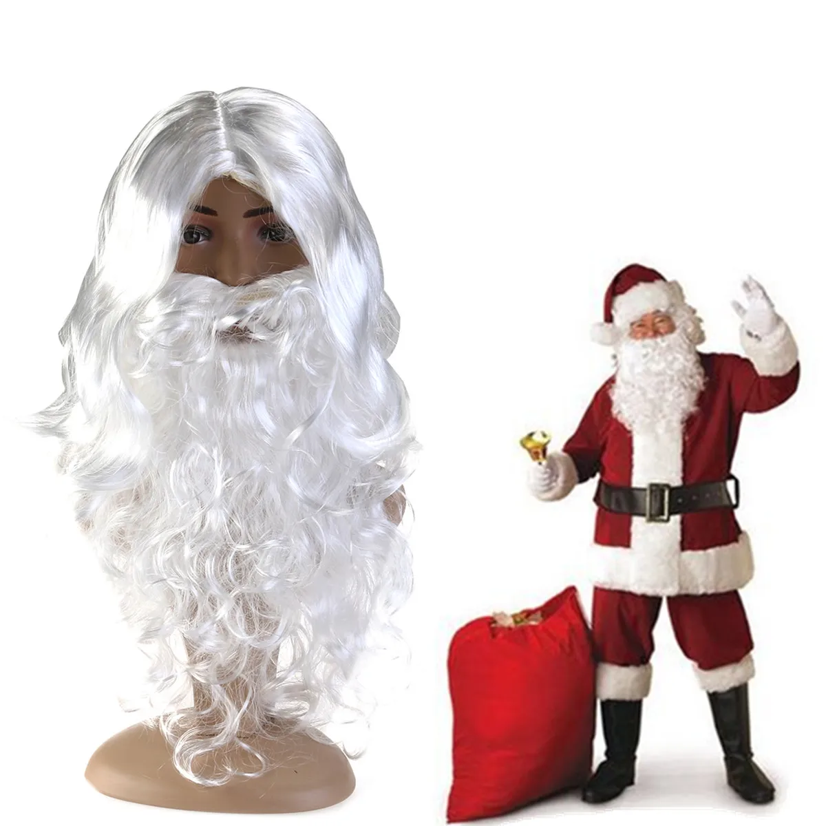 Nova Bijela Djed Mraz Brkovi Šešir Maske Odijelo Odijelo Čarobnjaka Perika I Brada Skup Božićni Halloween Dekoracija Božićni Domjenak A30 Slika  5