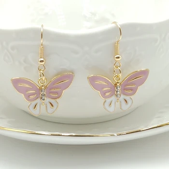 2019 Modni šarmantan roza nakit s leptirićima Zlatne naušnice Dinastije Boho Naušnice-privjesci za djevojčice Šarmantan naušnice Modni nakit
