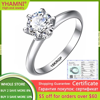 S certifikatom za 18K RGP Pečat Čisto Solidan Prsten od Bijelog Zlata Solitaire 1.0 karat Laboratorijske Vjenčano prstenje sa dijamantima Za žene prsten Srebro 925 sterling