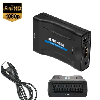 1080P SCART HDMI-kompatibilnu Video-Audio Converter s USB-kabel Za HDTV Sky Box DVD Tv Signal High-Converter
