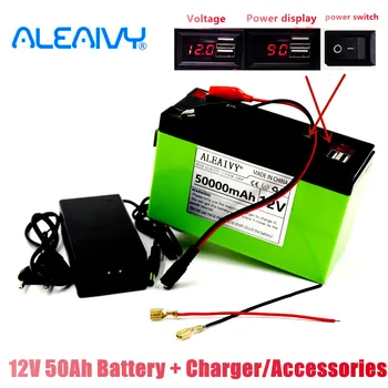 Novi ionska baterija 12 v, 50 Ah 18650, pogodan za solarne energije i telefona za napajanje električnog vozila +Punjač 12,6 U 3A