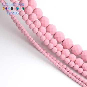 Prirodni Kamen Pink Guma Izbrušena Hematit Okrugli Odstojnik Slobodan Perle za izradu nakita DIY Ogrlica Pribor za narukvice 15