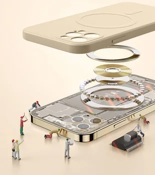 2022 Novi Magnetski Torbica Od tekućeg Silikona za iPhone 13 11 12 Pro Max X Xs XR Mini Bežični Punjač Magnet, Štiti Stražnji Poklopac