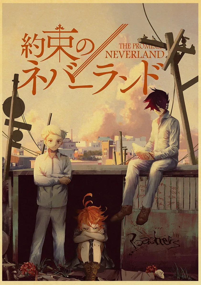 Retro Poster Anime Crtani film Obećana Неверленд plakat Ispisuje Zidnu Slikarstvo Plakat Dobre Kvalitete Ukras Kuće Slika  1