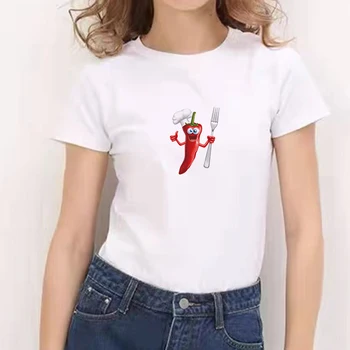 Ženska t-shirt Негабаритная Godišnje kratkih rukava Hot Chili Papper s grafičkim po cijeloj površini Moderan majice za dame, djevojke, Top, majice, Vanjska odjeća