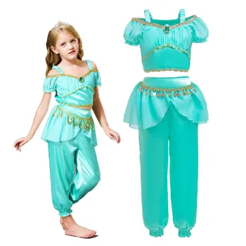 Kostimi princeza Aladdin Dječjih Plesnih haljina Princeza Jasmine za djevojčice po cijeloj površini Pavlina, nabora, odjeću za indijski ples
