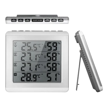 Bežični Digitalni Termometar Hygrometer 4 kanala za Senzor Temperature Mjerač Vlage vremenska stanica s 3 Hartija od Predajnika